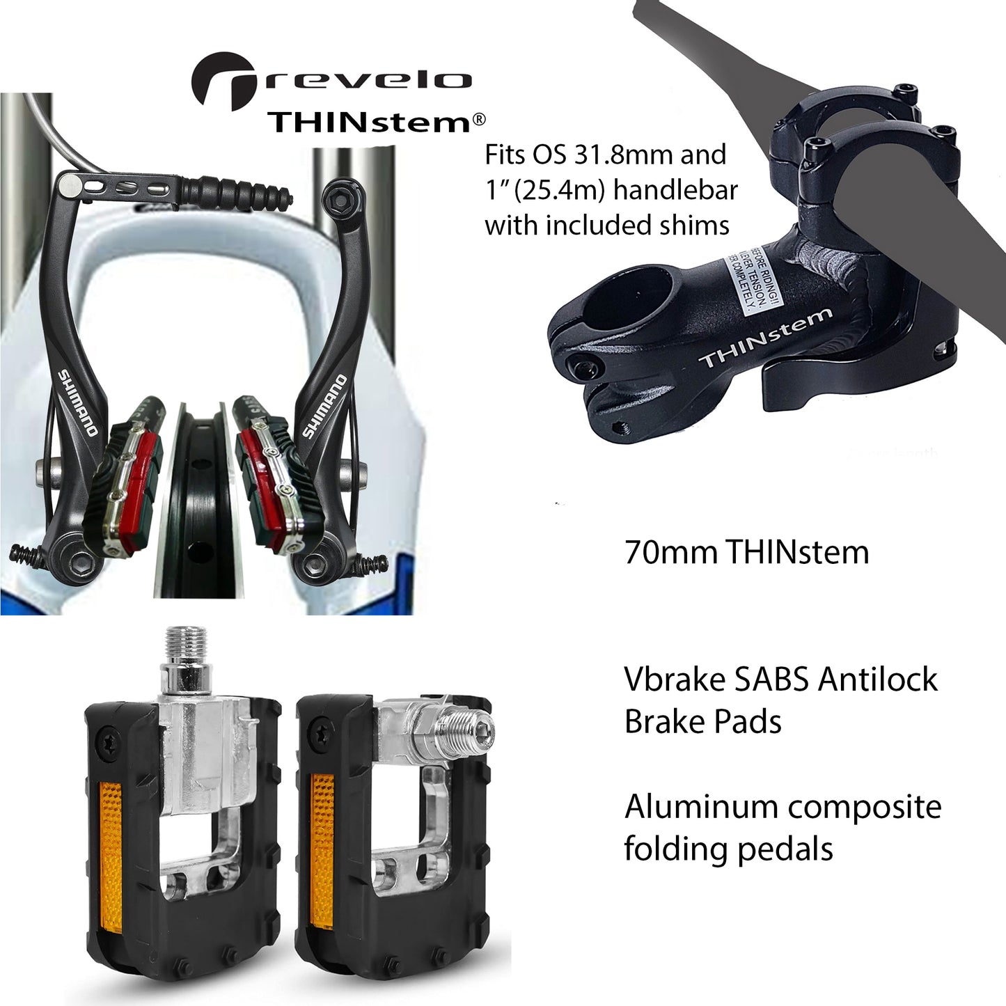 THINstem® + Folding Pedals + SABS Vbrake Pads Combo – The Ultimate Compact Upgrade for Vbrakes