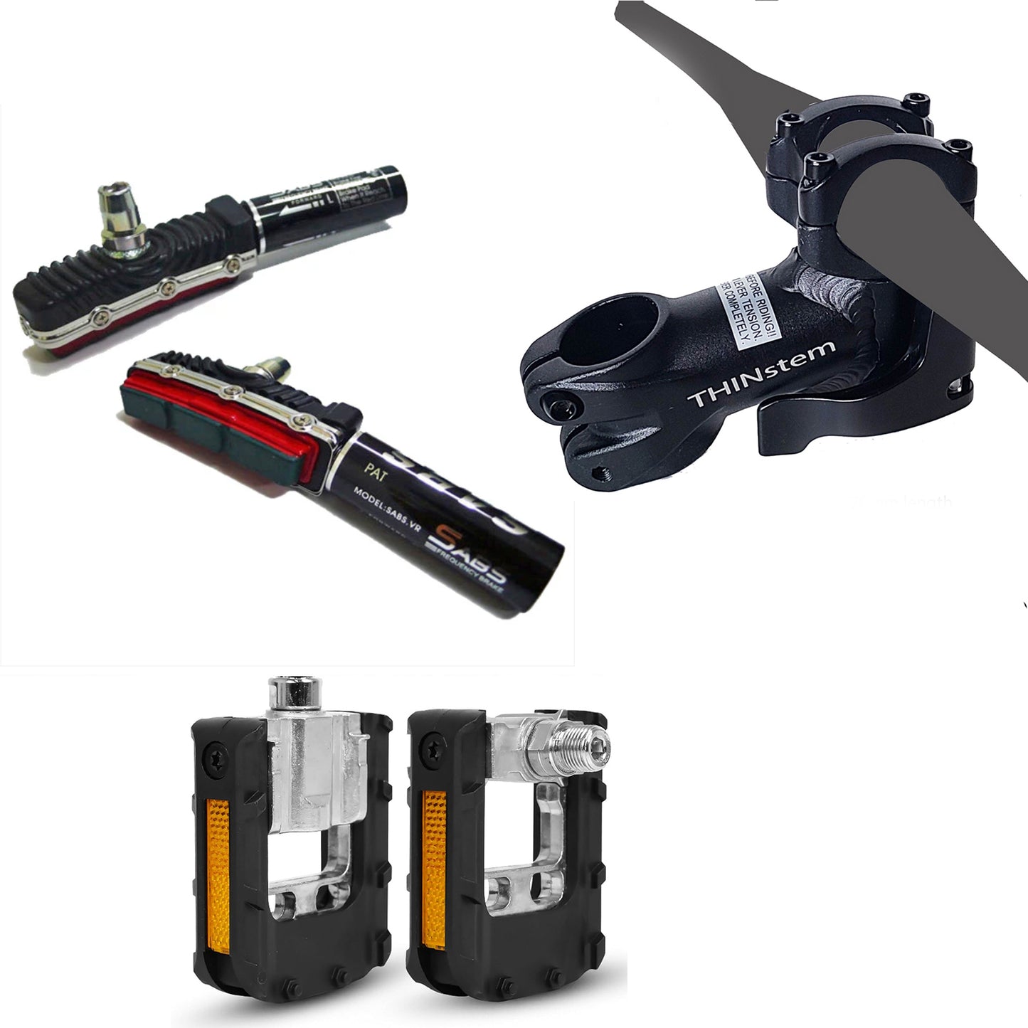 THINstem® + Folding Pedals + SABS Vbrake Pads Combo – The Ultimate Compact Upgrade for Vbrakes