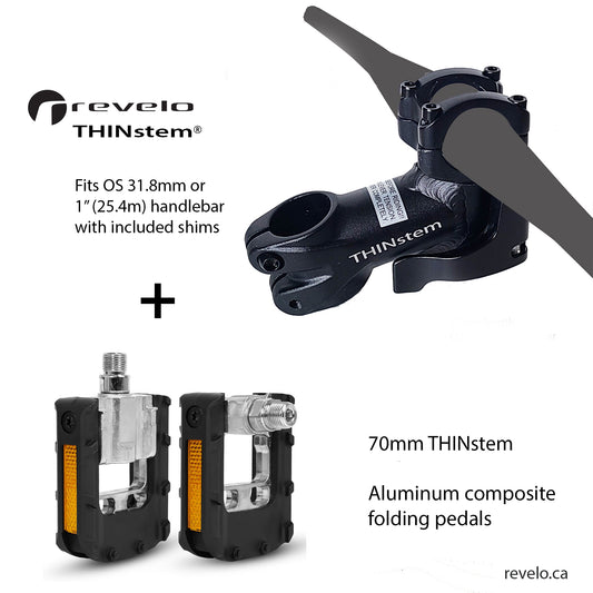 Pack THINstem® + pédales pliantes – Transformez votre vélo en vélo pliant THIN