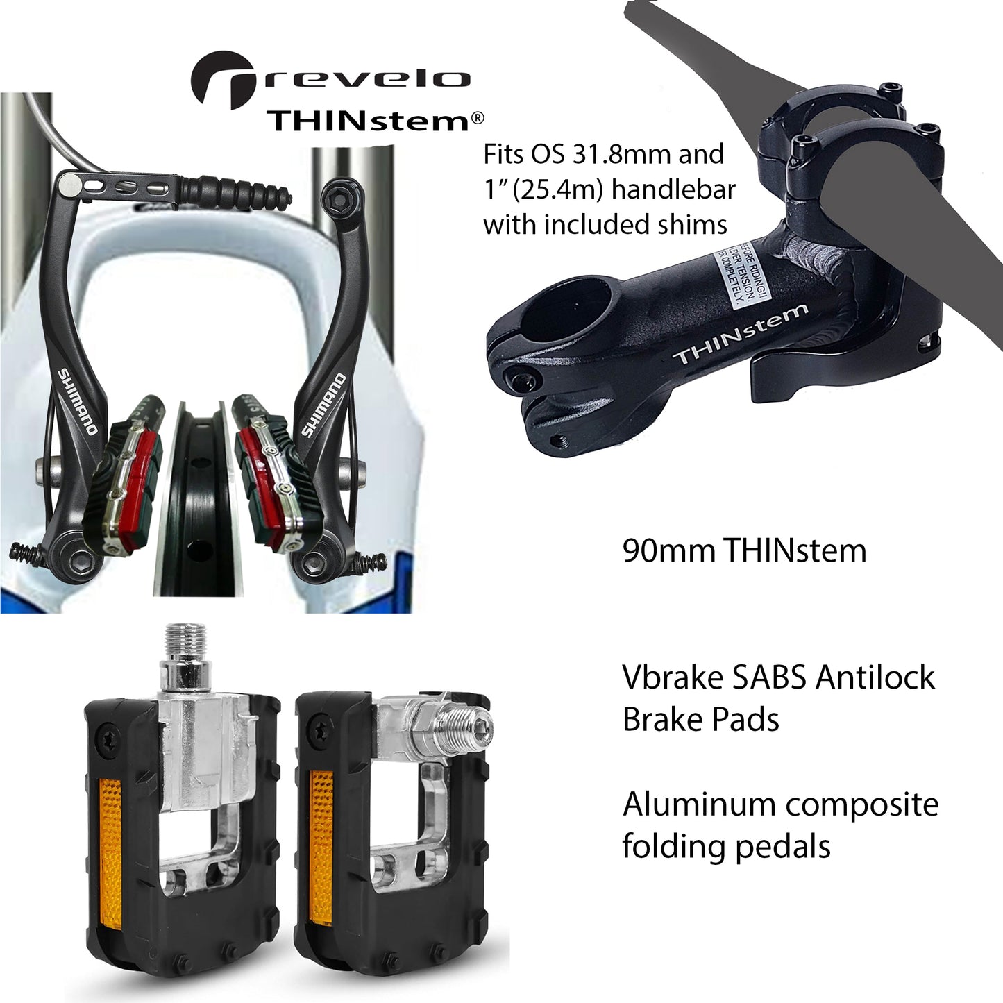 THINstem® + Folding Pedals + SABS Vbrake Pads Combo – The Ultimate Compact Upgrade for Vbrakes